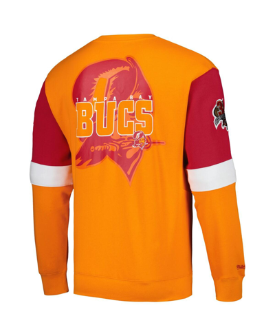 Mitchell & Ness Men's  Orange Tampa Bay Buccaneers Gridiron Classics Allover 3.0 Pullover Sweatshirt In Orange