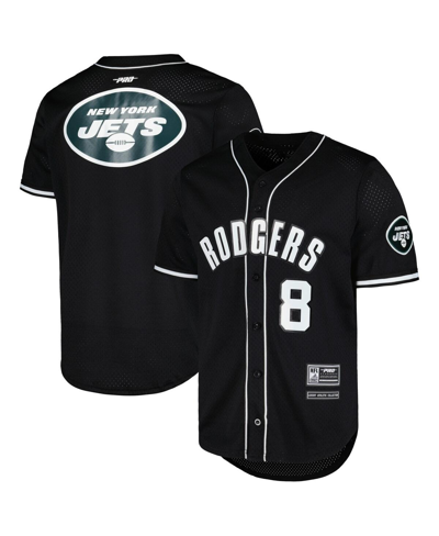 Shop Pro Standard Men's  Aaron Rodgers Black New York Jets Mesh Baseball Button-up T-shirt