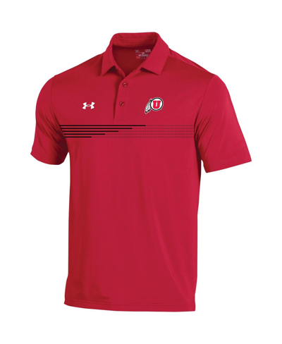 Shop Under Armour Men's  Red Utah Utes Tee To Green Stripe Polo Shirt