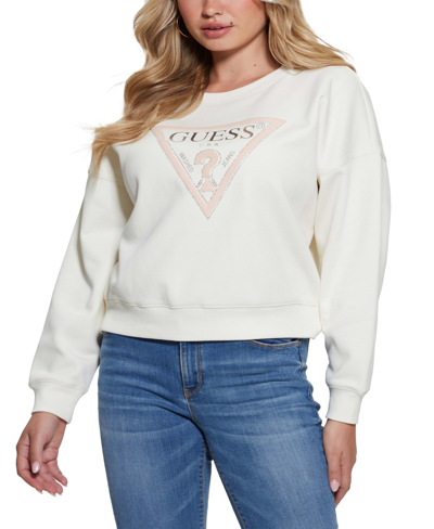 Shop Guess Women's Logo Sweatshirt In Cream White