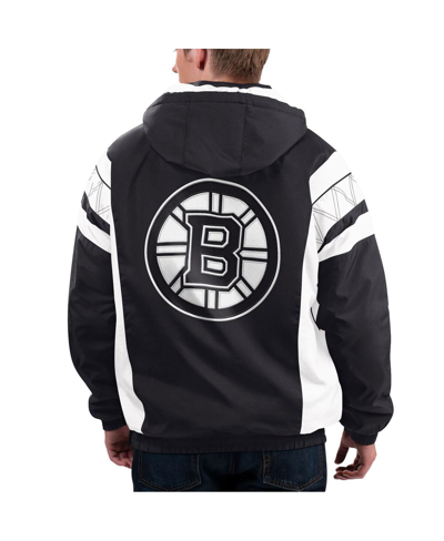 Starter Men's  X Nhl Black Ice Black, White Boston Bruins Home Team Half-zip Pullover Hoodie Jacket In Black,white