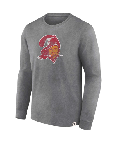 Fanatics Branded  Heather Charcoal Tampa Bay Buccaneers Washed Primary Long Sleeve T-shirt In Heather Charcoal