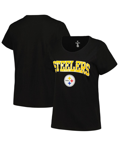 Shop Fanatics Women's  Black Pittsburgh Steelers Plus Size Arch Over Logo T-shirt