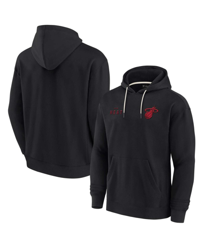 Fanatics Signature Men's And Women's  Black Miami Heat Super Soft Fleece Pullover Hoodie In Black