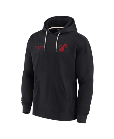 Fanatics Signature Men's And Women's  Black Miami Heat Super Soft Fleece Pullover Hoodie In Black