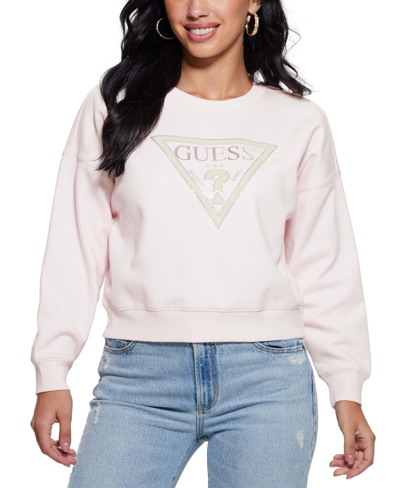 Shop Guess Women's Logo Sweatshirt In Low Key Pink