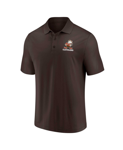 Fanatics Men's  White, Brown Distressed Cleveland Browns Throwback Two-pack Polo Shirt Set In White,brown