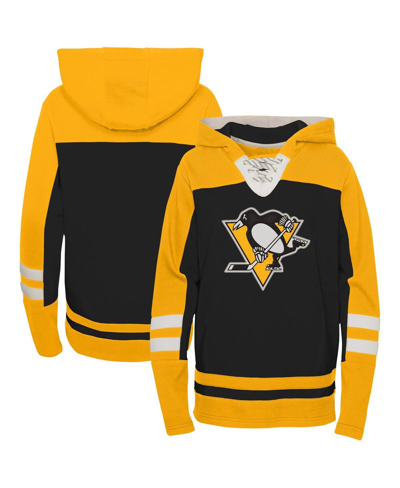 Shop Outerstuff Preschool Boys And Girls Black Pittsburgh Penguins Ageless Revisited Lace-up V-neck Pullover Hoodie