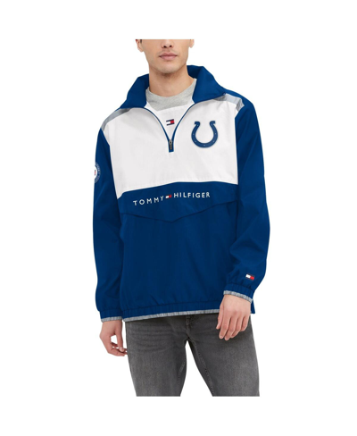 Shop Tommy Hilfiger Men's  Royal, White Indianapolis Colts Carter Half-zip Hooded Top In Royal,white