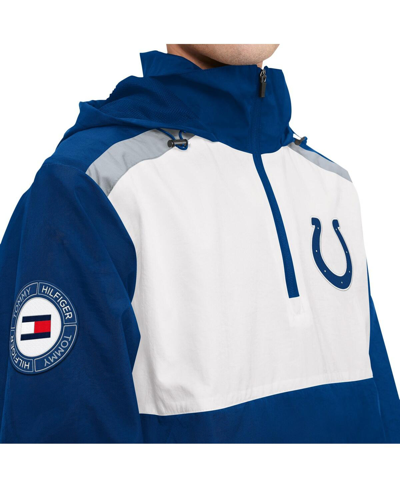 Shop Tommy Hilfiger Men's  Royal, White Indianapolis Colts Carter Half-zip Hooded Top In Royal,white
