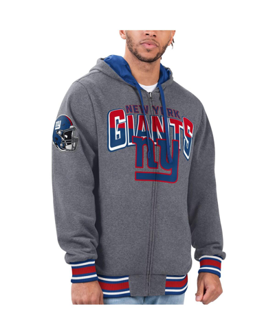 Shop G-iii Sports By Carl Banks Men's  Royal, Red New York Giants Commemorative Reversible Full-zip Jacket In Royal,red