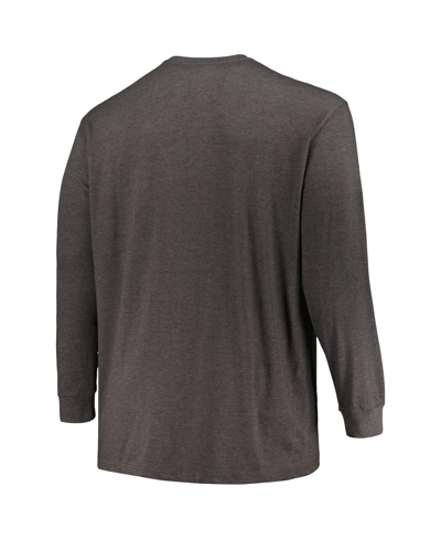 Profile Men's  Heather Charcoal Michigan Wolverines Big And Tall Two-hit Graphic Long Sleeve T-shirt In Heather Charcoal