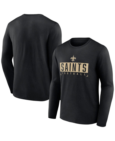 Shop Fanatics Men's  Black New Orleans Saints Big And Tall Wordmark Long Sleeve T-shirt