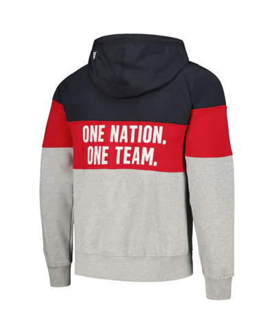 NEW ERA MEN'S 5TH & OCEAN BY NEW ERA NAVY, GRAY USMNT RAGLAN QUARTER-ZIP HOODIE 