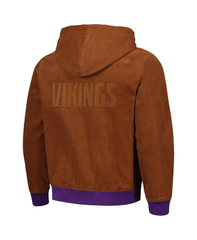Shop The Wild Collective Men's And Women's  Brown Minnesota Vikings Corduroy Full-zip Bomber Hoodie Jacket