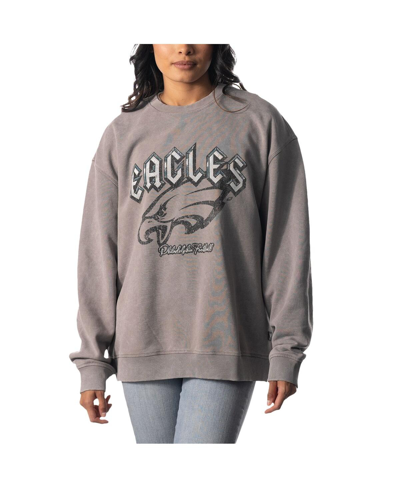 The Wild Collective Unisex  Gray Philadelphia Eagles Distressed Pullover Sweatshirt In Gray