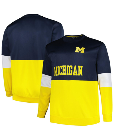 Shop Profile Men's  Navy Michigan Wolverines Big And Tall Fleece Pullover Sweatshirt