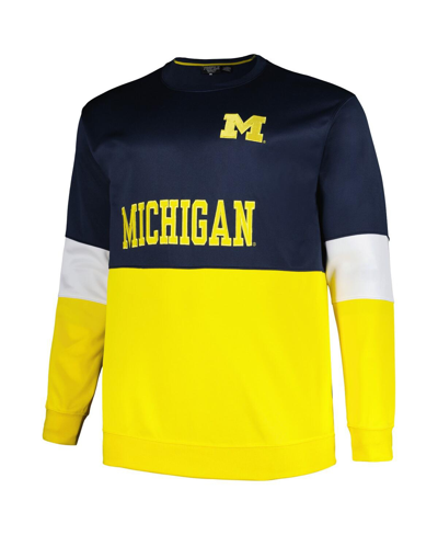 Shop Profile Men's  Navy Michigan Wolverines Big And Tall Fleece Pullover Sweatshirt