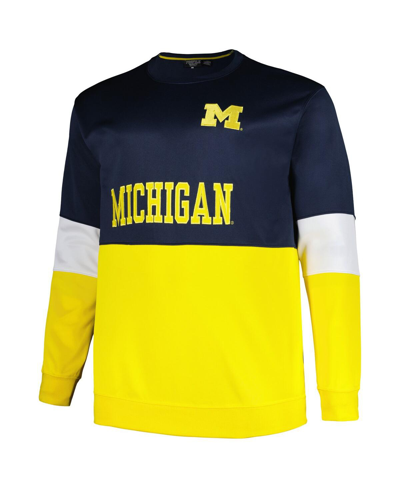 Profile Men's  Navy Michigan Wolverines Big And Tall Fleece Pullover Sweatshirt In Navy