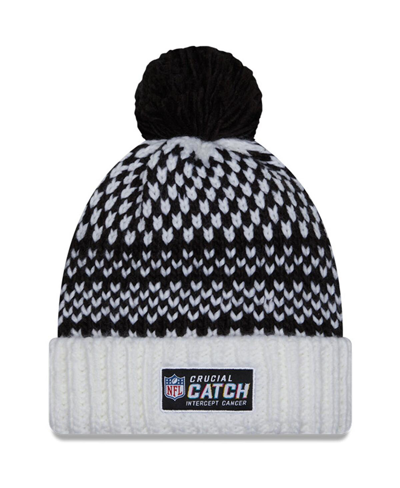 New Era Women's  Black, White New York Giants 2023 Nfl Crucial Catch Cuffed Pom Knit Hat In Black,white