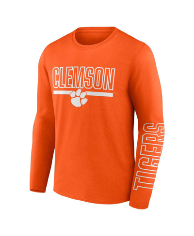Shop Profile Men's  Orange Clemson Tigers Big And Tall Two-hit Graphic Long Sleeve T-shirt
