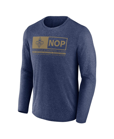 Fanatics Branded Heather Navy New Orleans Pelicans Three-point Play T-shirt In Heather Navy
