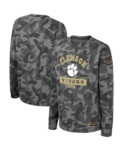 Shop Colosseum Big Boys  Camo Clemson Tigers Oht Military-inspired Appreciation Dark Star Long Sleeve T-sh
