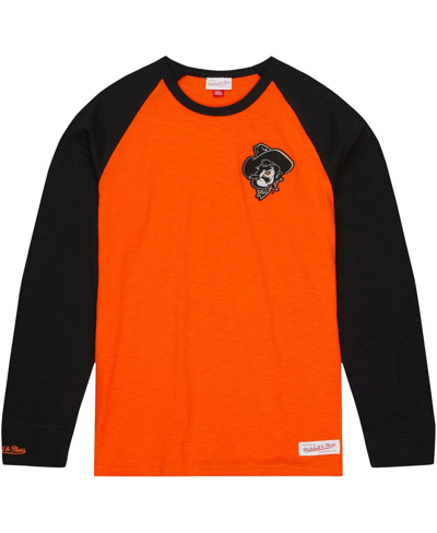 Shop Mitchell & Ness Men's  Orange Oklahoma State Cowboys Legendary Slub Raglan Long Sleeve T-shirt