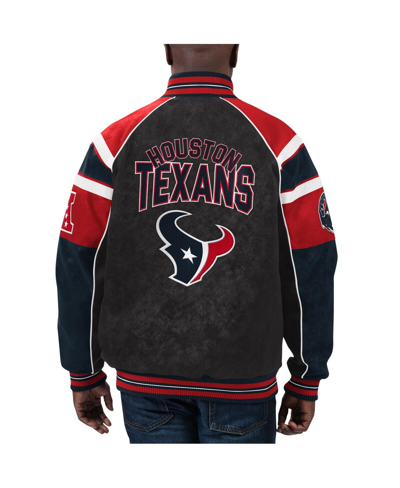 Shop G-iii Sports By Carl Banks Men's  Black Houston Texans Faux Suede Raglan Full-zip Varsity Jacket