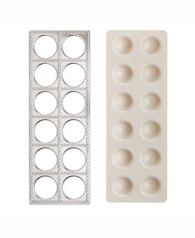 Fante’s 5-piece Ravioli Maker And Double Pastry Ravioli Pasta Dough Cutter Set, The Italian Market Original In Silver