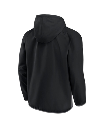 Fanatics Branded  Black/gray Brooklyn Nets Anorak Flagrant Foul Color-block Raglan Hoodie Half-zip J In Black,gray