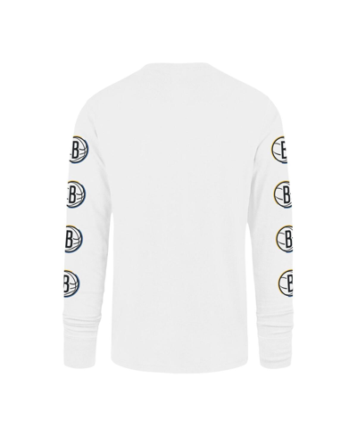 Shop 47 Brand Men's ' White Brooklyn Nets City Edition Downtown Franklin Long Sleeve T-shirt