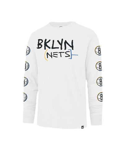 Shop 47 Brand Men's ' White Brooklyn Nets City Edition Downtown Franklin Long Sleeve T-shirt