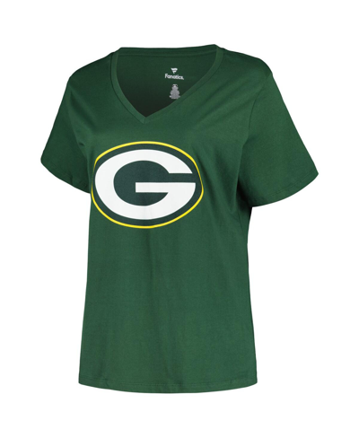 Fanatics Jordan Love Green Green Bay Packers Plus Size Fair Catch Name & Number V-neck T-shirt In Green