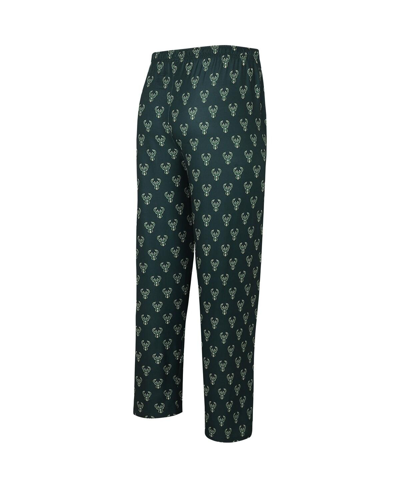 Concepts Sport Men's  Hunter Green Milwaukee Bucks Allover Logo Print Gauge Sleep Pants In Hunter Green