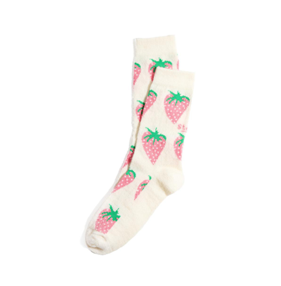 Shop Stems Super Fine Angora Wool Crew Socks In Strawberry