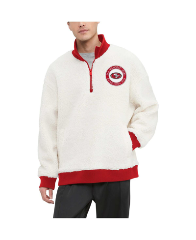 Shop Tommy Hilfiger Men's  Cream San Francisco 49ers Jordan Sherpa Quarter-zip Sweatshirt