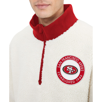 Shop Tommy Hilfiger Men's  Cream San Francisco 49ers Jordan Sherpa Quarter-zip Sweatshirt