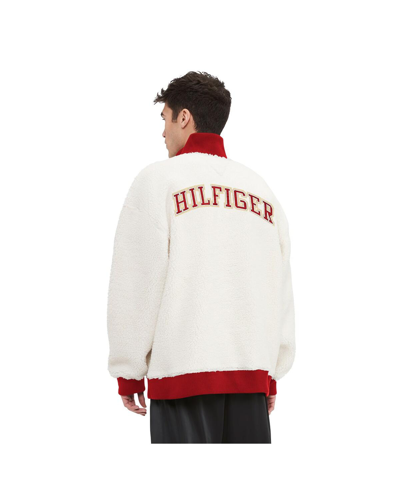 Shop Tommy Hilfiger Men's  Cream San Francisco 49ers Jordan Sherpa Quarter-zip Sweatshirt