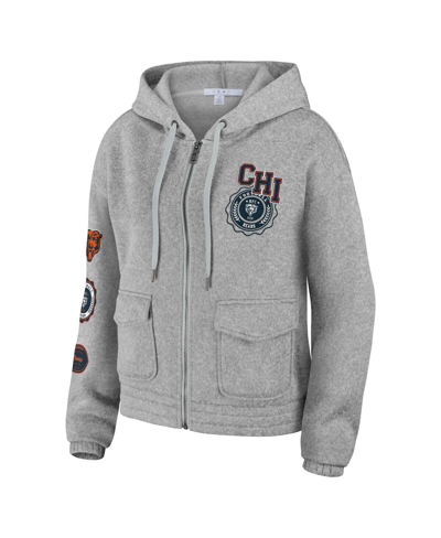 Wear By Erin Andrews Heather Gray Chicago Bears Full-zip Hoodie In Heather Gray