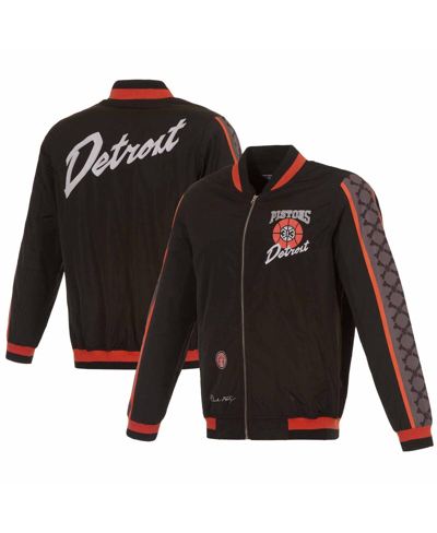 Shop Jh Design Men's  Black Detroit Pistons 2023/24 City Edition Nylon Full-zip Bomber Jacket