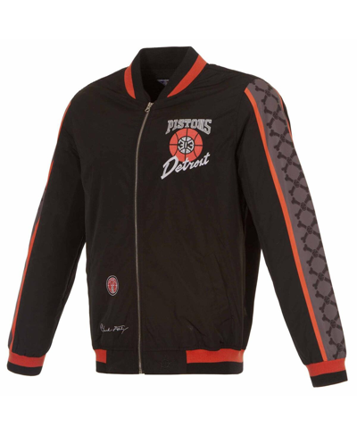Shop Jh Design Men's  Black Detroit Pistons 2023/24 City Edition Nylon Full-zip Bomber Jacket