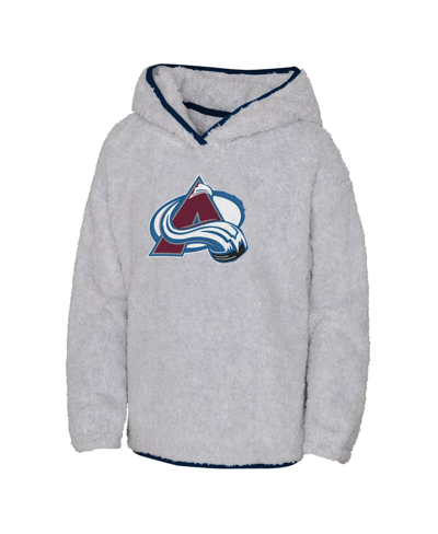 Outerstuff Girls Youth Heather Gray Colorado Avalanche Ultimate Teddy Fleece Pullover Hoodie In Heather Gray