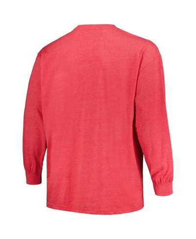 Shop Profile Men's  Heather Scarlet Distressed San Francisco 49ers Big And Tall Throwback Long Sleeve T-sh