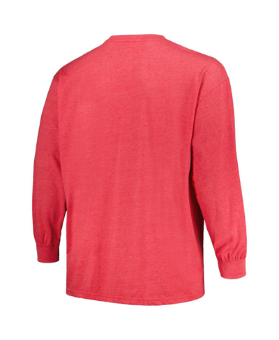 Profile Men's  Heather Scarlet Distressed San Francisco 49ers Big And Tall Throwback Long Sleeve T-sh In Scarlet