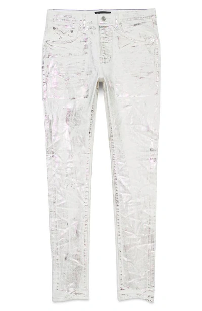 Shop Purple Brand White X-ray Iridescent Skinny Jeans In Wave Foil