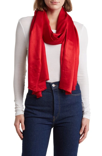 Shop Vince Camuto Oversized Satin Pashmina Wrap In Red Roulette