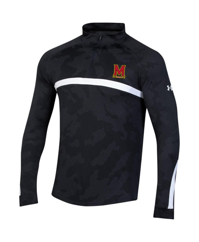 Shop Under Armour Men's  Black Maryland Terrapins Game Day Camo Raglan Quarter-zip Top