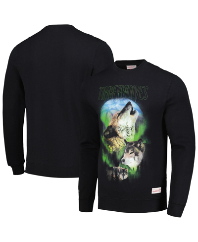 Shop Mitchell & Ness Men's  Black Minnesota Timberwolves Moon Pullover Sweatshirt