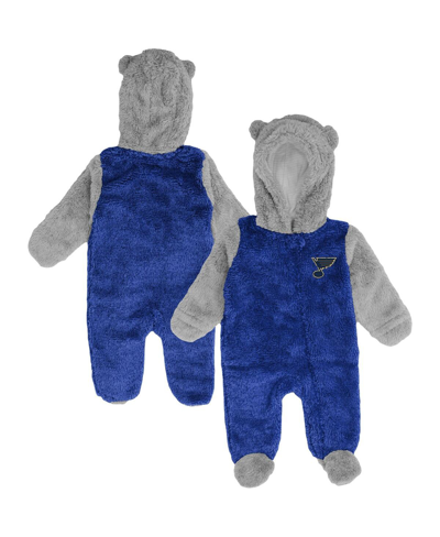 Shop Outerstuff Newborn And Infant Boys And Girls Blue St. Louis Blues Game Nap Teddy Fleece Bunting Full-zip Sleepe